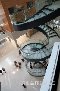 Spiral staircase unit in the Integrated Sciences Building