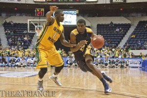 Senior point guard Frantz Massenat led Drexel’s offensive attack with 20 points on 6-14 shooting from the fi eld against George Mason in the CAA quarterfi nals. The Dragons slim tournament hopes vanished with the loss, ending their 2012-13 season.
