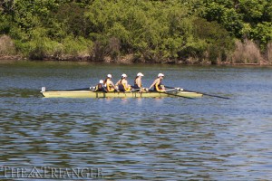 The women’s second varsity eight boat featuring coxswain Catherine Hamilton, stroke Elizabeth Campanella, Emily Gartland, Olivia Babiec, Sierra Baca, Amanda Kleuser, Elizabeth Daugherty, Tori King and bow Elise Levito won a gold medal at the Kerr Cup Regatta.