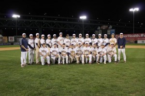 The 2012-13 Drexel baseball team poses at Campbell’s Field. The stadium, which is located in Camden, N.J., is home to the Camden Riversharks of the Atlantic League of professional Baseball.