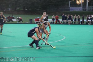 Junior Christina Conrad fi ghts for possession during Drexel’s 2-0 victory over Saint Joseph’s University. Conrad leads the team with eight points so far this season.