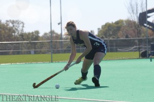 Sophomore Danielle Grassi moves the ball up the field during a game at Vidas Field. The midfielder has one assist on the season, which came during Drexel’s 6-1 win against Kent State University Sept. 19.