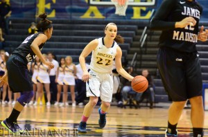 Point guard Meghan Creighton finished with 10 points, six rebounds and three assists in Drexel’s 69-58 loss to James Madison University Feb. 16 at the DAC. The sophomore has started all 27 games for the Dragons so far this season.