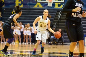 Point guard Meghan Creighton finished with 10 points, six rebounds and three assists in Drexel’s 69-58 loss to James Madison University last season at the DAC. Creighton had 11 points in the team's Nov. 16 matchup against Cornell University. (Ken Chaney - The Triangle)