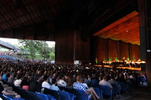 Shane O’Connor The Triangle Audience members look on as the Philadelphia Orchestra plays with Ben Folds underneath the roof of the Mann’s amphitheater. The venue’s great atmosphere provides concertgoers with a unique experience no matter the performance.