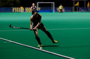 Senior Meghan Plank follows through on a shot during the Oct. 3 game against Pennsylvania State University. (Ken Chaney - The Triangle)