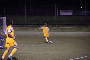 Sophomore defender Jameson Detweiler clears the ball out of the Drexel zone during the Sept 24 matchup against Princeton University. Against William & Mary University Oct. 4, Detweiler was the only Dragon able to get on the board in a 3-1 loss. (Ajon Brodie - The Triangle)