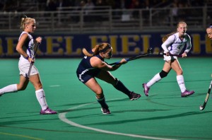 Senior forward Rachel Sumfest takes a shot during the Dragons’ Oct. 24 matchup against Colonial Athletic Association rival James Madison University. (Ken Chaney - The Triangle)