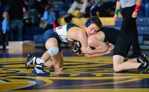 Sophomore Tanner Shoap, in the 125 pound weight class, competes at the East Stroudsburg Open Sunday, Nov. 16. In the competition, 6 Dragons finished in the top-five of their class, including Shoap who finished tied for third. (Photo Courtesy - DrexelDragons.com)