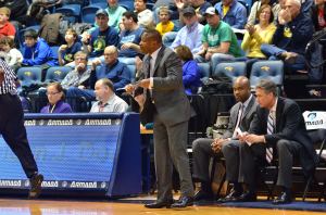 Men's basketball head coach Bruiser Flint yells instructions against Southern Mississippi on Nov. 30. (Ken Chaney - The Triangle)