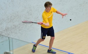 Sophomore Michael Thompson returns a shot during men’s squash’s matchup against the tenth-ranked University of  Pennsylvania Jan. 20. The Dragons fell to the Quakers at home, 6-3.  (Photo Courtesy - Drexeldragons.com)