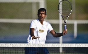 Freshman Kashyap Ashok  returns a shot during the Dragons' matchup against St. Francis University. (Photo Courtesy - Drexeldragons.com)