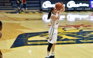 Rachel Pearson launches from long distance during the Dragons’ homecoming matchup against the University of Delaware. In the game, Pearson led the team in points with 17 to go with her 6 rebounds. (Photo Courtesy - Drexeldragons.com)