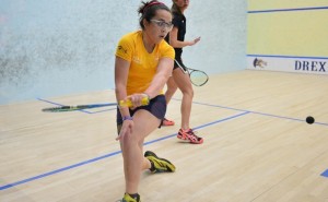 Elisa Money competes at the Kurtz Cup. The women’s squash team would split results in the competition, losing to no. 10 Stanford University but edging out Franklin and Marshall University, 8-1. (Photo Courtesy - Drexeldragons.com)