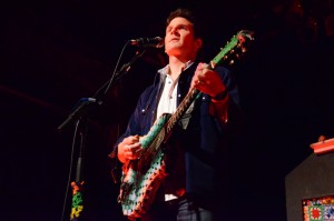 Adam Gardner of Guster rocks an afghan-covered guitar at the TLA April 24. Shane O'Connor  - The Triangle