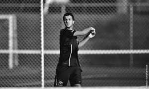 Freshman Hamza Laalej follows through on a swing earlier this season. The men’s tennis team fell to Hofstra University April 5. (Photo Courtesy - Drexel Dragons)