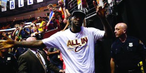 LeBron James celebrates following the Cleveland Cavaliers’ game four win over the Atlanta Hawks May 26. James and the Cavaliers swept the Hawks in four games. (Photo courtesy Cleveland Cavaliers)