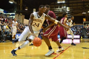 Rodney Williams, No. 24, will play a big role in Drexel’s interior game this fall.  Williams averaged 8.2 points per game last year. (Ken Chaney - The Triangle)