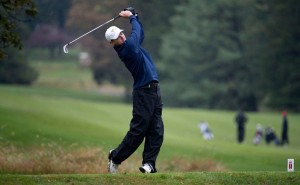 Senior Chris Crawford hits a shot during the Joseph H. Patterson Memorial Cup at the Chester Valley Golf Club Aug 6. Crawford shot a three-under-par in the event. (Photo courtesy - Drexeldragons.com)