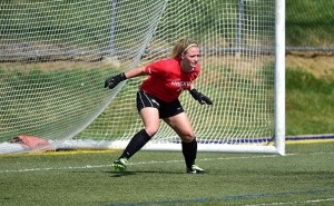 Photo Courtesy Drexeldragons.com Goalkeeper Kelsie Fye takes her stance to protect the Drexel goal. Women’s soccer split for a win and a loss at home last week, defeating Towson University 3-1 on Friday, and falling to James Madison University on Sunday.