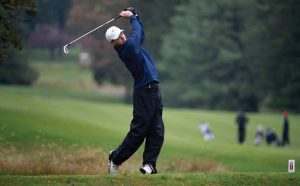 Photo courtesy Drexeldragons.com Chris Crawford watches a shot from the fairway during an early season tournament for the Drexel University golf team. The team finished second in the City Six Invitational and Crawford shot a 76 on Saturday of the tournament.