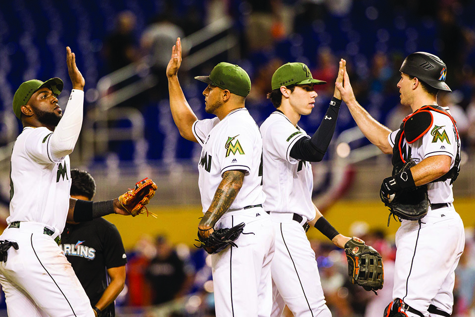 The Miami Marlins beat the Philadelphia Phillies, 4-1 on Monday, May 29, 2017 at Marlins Park in Miami, Fla. (Bryan Cereijo/Miami Herald/TNS)